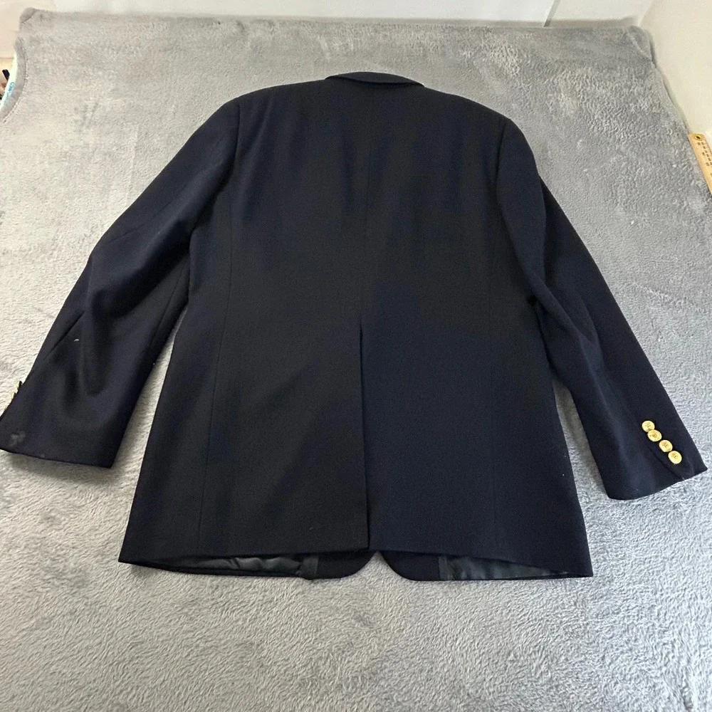 Polo University Club Ralph Lauren Navy Blue Virgin Wool Blazer Gold Buttons USA